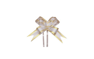 Бант -Бабочка средний с золотй полосой белый 3см БЛ-8083