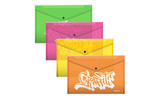 Папка с кнопкой В5 "ErichKrause.Graffiti" 180мкм 285*210мм 55162 ассорти