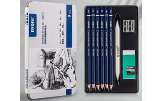 Набор для рисования и скетчинга "NYONI" в металлич. футляре 9 предметов CI-133