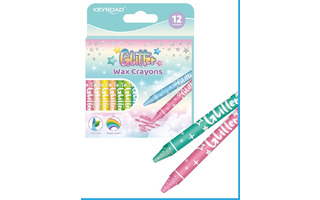 Восковые мелки 12цв "KEYROAD.Glitter" с блестками KR972741