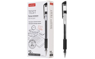 Ручка гелевая "Hatber.Test" черная 0,5мм грип GP_083469