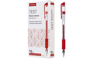Ручка гелевая "Hatber.Test" красная 0,5мм грип GP_083470