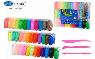 Пластилин легкий 36 цв Basir "Веселые друзья.Крокодил" прыгающий,не тонущий 11гр МС-7147-36