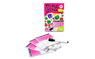 Игра "Покер на костях" 5 костей, карточки, маркер 04421