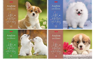 Альбом для рисования 40л "Doggie Щенки" спираль перфорация 40А4Всп 067478 Хатбер