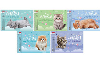 Альбом для рисования 32л "Пушистые мордочки" спираль перфорация 32А4Всп 085220 Хатбер