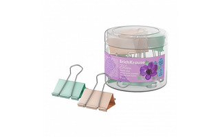 Зажим канц  32мм "ErichKrause.Pastel Bloom" цветные пласт.тубус 62070