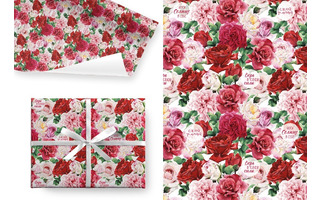 Бумага упаковочная 70*100см "Цветы и пожелания"  5шт в уп (цена за 1лист) Ч45067 НЕ ВСКРЫВАТЬ