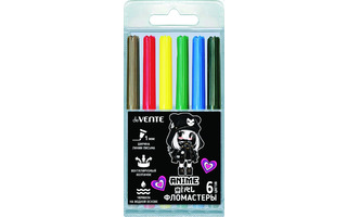 Фломастеры  6цв "deVente.Anime Girl" вентелир. колпачки 5080419