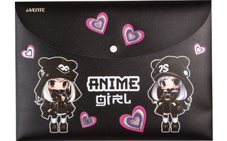 Папка с кнопкой А4 "deVente.Anime Girl" тисн фольгой 330*235мм 300мкм 3079401