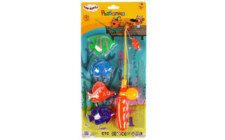 Игра "Рыбалка.Три кота" магнитная 1 удочка+4 рыбки 17*70см 1712V013-R 325168