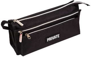 Пенал объемный "deVente.Private.Черный" 21*10*7,5см ткань молния 1отд 2кармана с ручкой 7029435