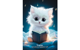 Тетрадь А5 64 л "Для записи трудных слов.Белый котенок" линия высечка С3629-08 Апплика