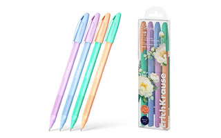 Набор  4 синих шариковых ручек "Erich Krause.U-108 Stick Pastel Bloom" 1,0мм 61272