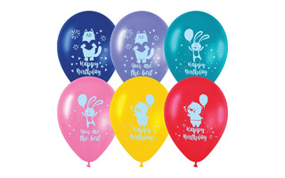 Шары 12" Пастель MESHU "Happy birthday" (25шт) MS_42101
