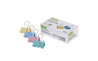 Зажим канц  25мм "Hatber.X-Mate" цветные  ВС_083723