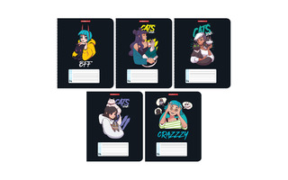 Тетрадь 24л "Девушки с питомцами" клетка лак 14349/5 АкХолд