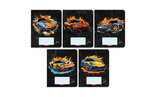 Тетрадь 24л "Машины на черном" линия лак 14359/5 АкХолд