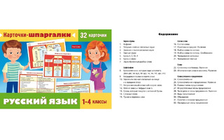Игра обучающая "Карточки-шпаргалки.Русский язык.1-4кл" 32 карточки 12*17см НП_31318