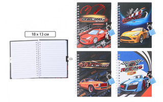 Блокнот "Машины" 18*13см с замком на спирали тв.обл. 48л линия МС-5364