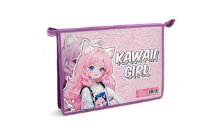 Папка для тетрадей А4 ПМ-А4-29 "Девочка кошка" 1отд молния