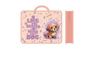 Папка для тетрадей А4 ПМ-А4-26 "Щенок Чарли" пластик+ткань 7см 1отд молния с ручками