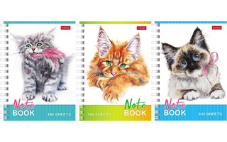 Записная книжка А6  140л "Котики бывают разными" на гребне 140ЗК6В1гр 083553 Хатбер