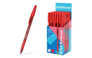 Ручка шариковая "Erich Krause.R-301 Stick&Grip Original" красная 1мм прозр.корпус 60974