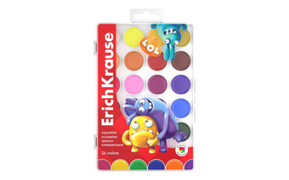 Краски  акв 24 цв "ErichKrause.Jolly Friends" с  УФ защитой пластик 61368