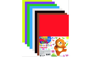 Картон цветной А4  8л 8цв мелованный 8040781 "deVente.Лев" 200г/м2 в пакете