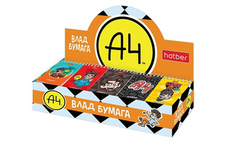 Блокнот А7  40л "Влад А4.Комплект 52 диз." клетка гребень 40Б7Вгр 087487 Хатбер