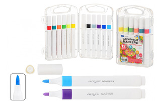 Набор маркеров акриловых  12шт "Basir" 2/4мм МС-7151-12