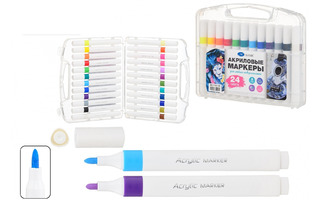 Набор маркеров акриловых  24шт "Basir" 2/4мм МС-7151-24