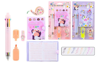 Набор  "Basir.Кошкины лапки" (блокнот+ручка 8цв.+текстовыделитель+клейкая лента декор.) МС-7062