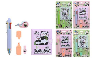 Набор  "Basir.Панда" (блокнот+ручка 8цв.+текстовыделитель+клейкая лента декор.) МС-7267