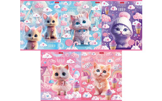 Тетрадь 48 л "Котики зефирки" клетка лак металл. 48Т5мтлВ1 085763 Хатбер