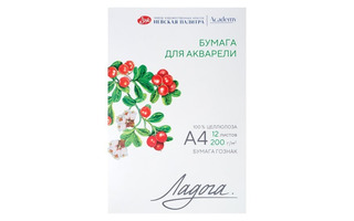 Папка для акварели А4 12л "Ладога" среднее зерно 200г/м² 252781936 Невская палитра