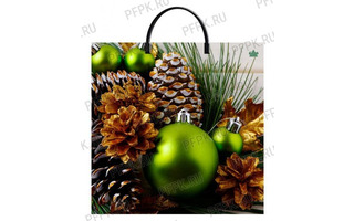 Пакет  36*37 "Тико.НГ.Зеленые шары" 100мкм с пластиковой ручкой 0193