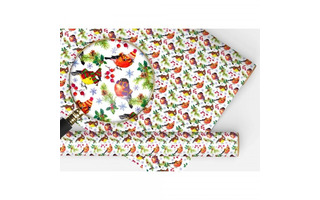 Бумага упаковочная 67*97см "Снегири и синички в шапочках" код 404 15.16.02133