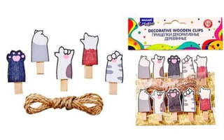 Прищепка декоративная "Лапки" 3,5*0,7см 10шт дерево М-1537 Mazari