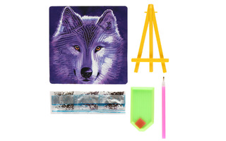 Мозаика алмазная "Взгляд волка" 20*20см частичная выкладка М-10659 Mazari