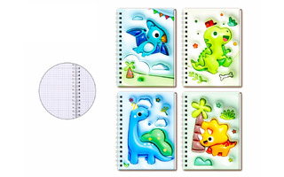 Блокнот "Динозаврики" 13*18см 78л клетка 70г/м2 мягкая объемная обл. М-3164 Mazari