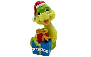 Копилка "Змея с подарком" 10,5*6,5см DH-175 331543 УЦЕНКА (пробка)