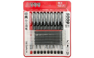 Набор 10 гелевых ручек 9черн.+1красн.+стерж. 0,5мм DG-273/S009