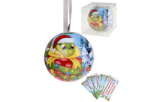 Елочный шар  "Змея с подарком" с предсказаниями 6,8см НУ-6310