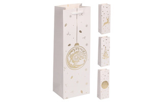 Сумка ламинированная 12*35 "Золотой Новый год" под бутылку 232105 Кокос