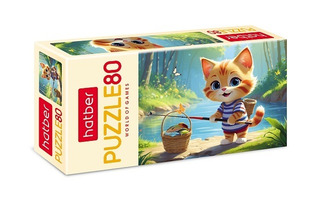 Пазлы Хатбер   80эл "Котик рыбак" 80ПЗ5_32928 089486