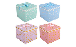 Коробка подарочная "Звезды" квадрат 22*22*22см сборная ассорти 242517 Кокос