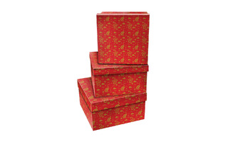 Коробка подарочная в наборе  3шт "Золотые змейки" квадратная 19/15/9см КОР-6868