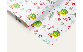 Бумага упаковочная новогодняя "Змейки и веточки" 70*100см  10шт в уп (цена за 1 лист) УБ-6508